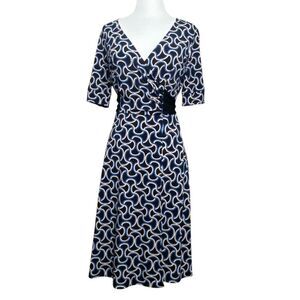 Donna Morgan Jersey Dress navy and Teal Size 8